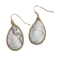 Theon Howlite White Marble Teardrop Stone Earrings